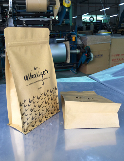 Coffee Packaging Kraft Flat Bottom Bags