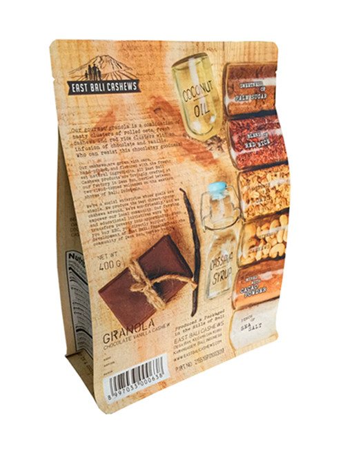Custom Box Bottom Resealable Kraft Nuts Packaging Bags