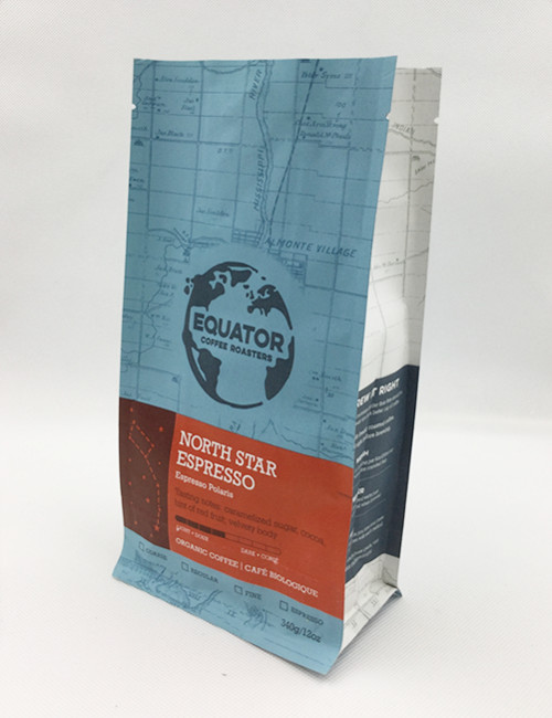 Kraft Coffee Packaging Bags With Flat Bottom