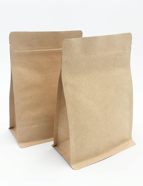 Snack Food Packaging Kraft Side Gusseted Bags Flat Box Bottom