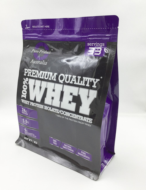 Whey Protein Packaging Flat Bottom Bags With Resealable Zipper