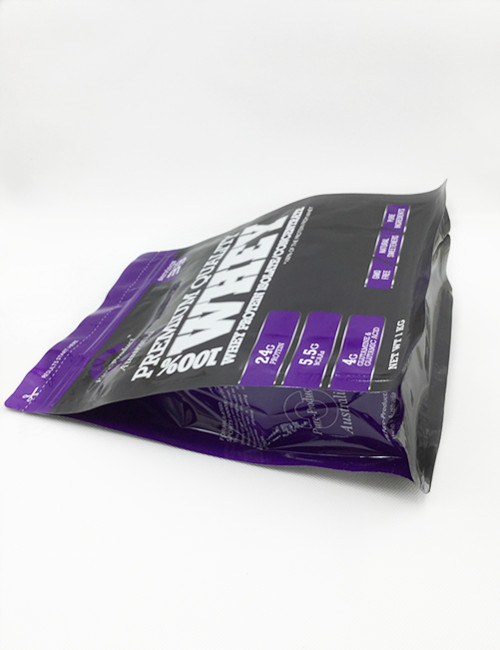 Whey Protein Powder Supplements Box Bottom Pouches With Resealable Zipper