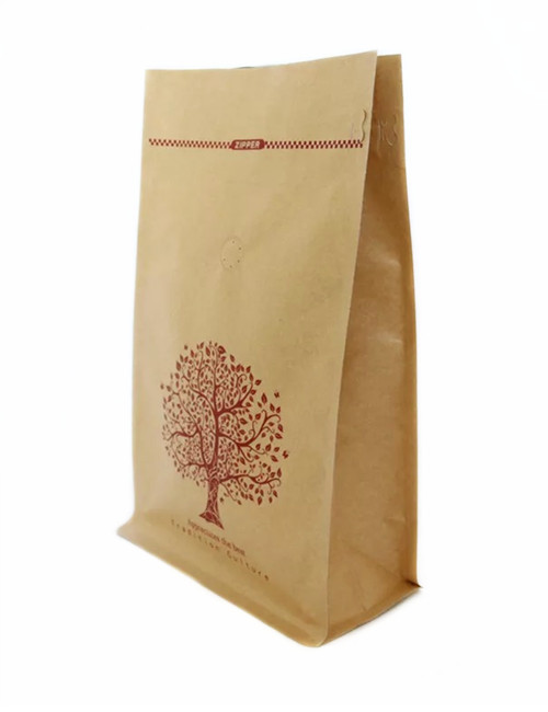 Box Bottom Craft Paper Coffee Bags With Valves