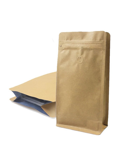 Flat Bottom Craft Coffee Bags With Degassing Valves