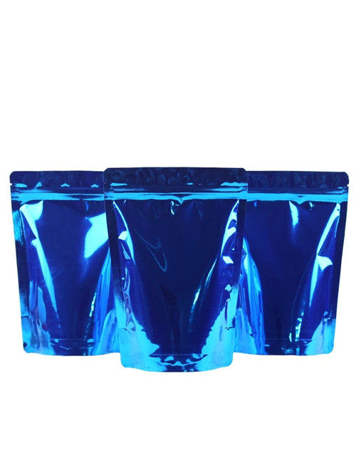 Glossy Blue Stand Up Tea Packaging Pouches