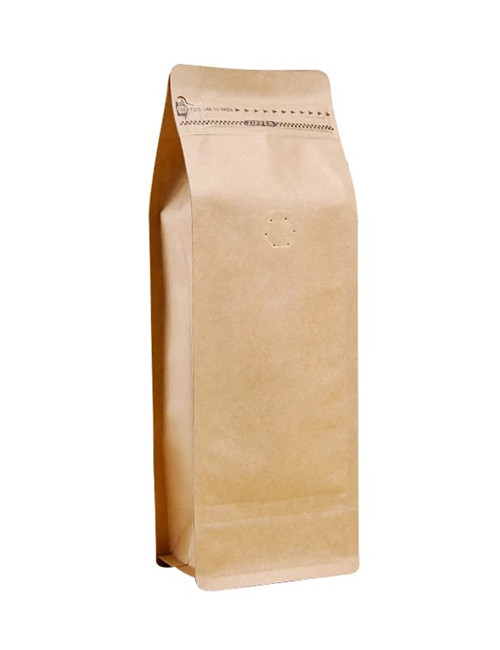 Resealable Coffee Packaging Craft Box Bottom Bags With Pull Tab