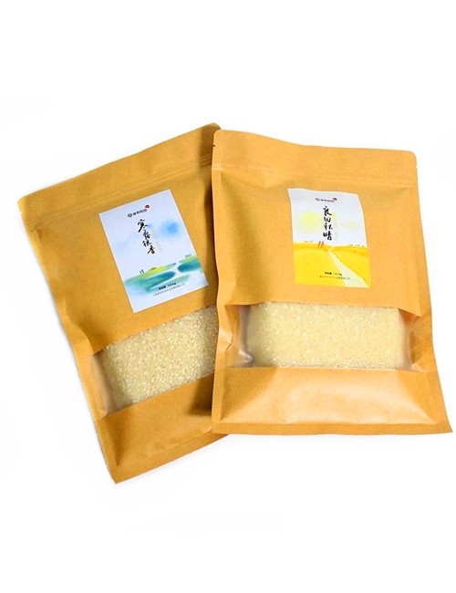 Resealable Kraft Rice Bags and Pouches With Windows