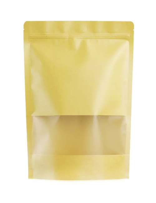 Resealable Stand Up Kraft Window Pouches Food Bags