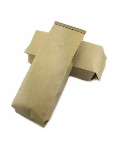 Side Gusseted Kraft Coffee Bags With Degassing Valves and Tin Ties