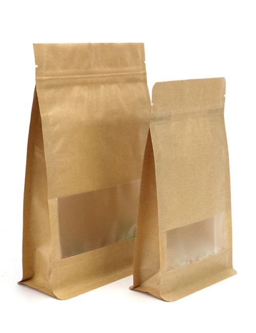 Snack Food Packaging Flat Bottom Craft Window Bags