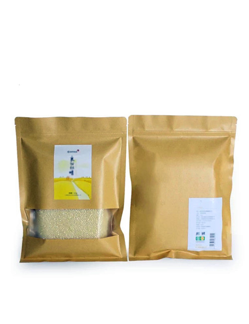 Vacuum Kraft Rice Packaging Pouches and Bags With Window