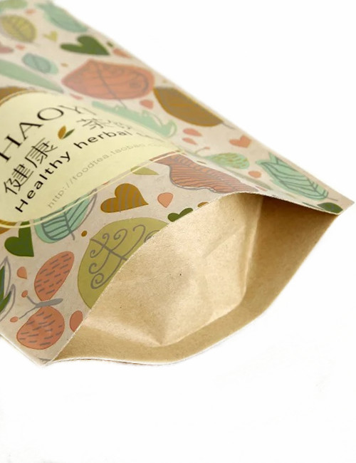 Custom Printed Kraft Stand Up Tea Packaging Pouches