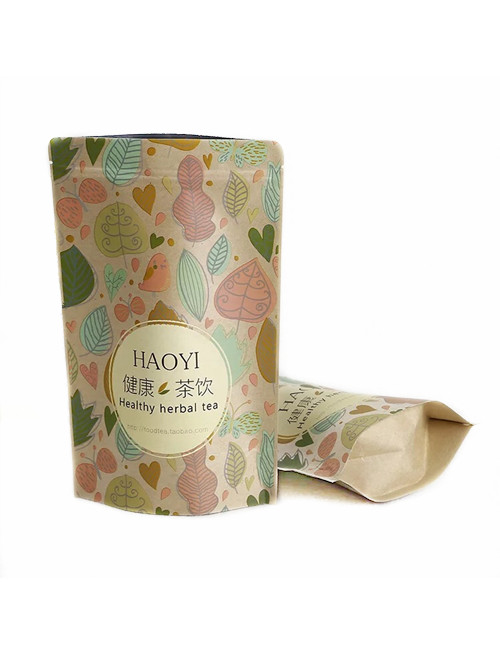 Custom Printed Kraft Stand Up Tea Pouches For Sale