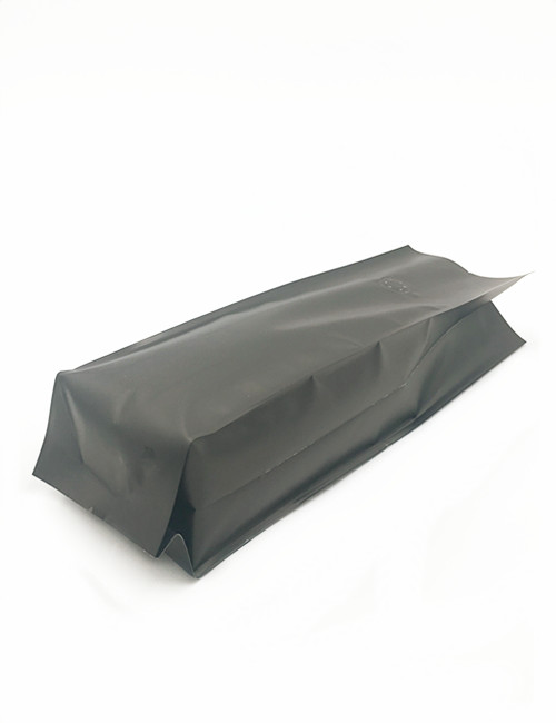 Plain Black Foil Quad Seal Pouches For Sale